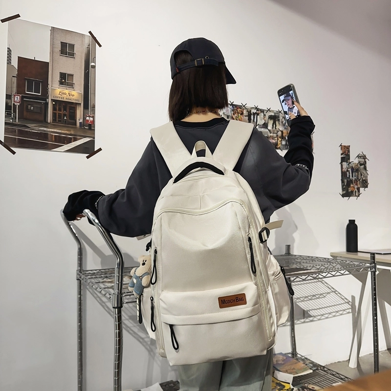 轩玺 日系简约大容量轻便时尚百搭学生 尼龙 双肩包背包书包 常规 男女同款情侣款 黑色/白色/红色/卡其色/蓝色
