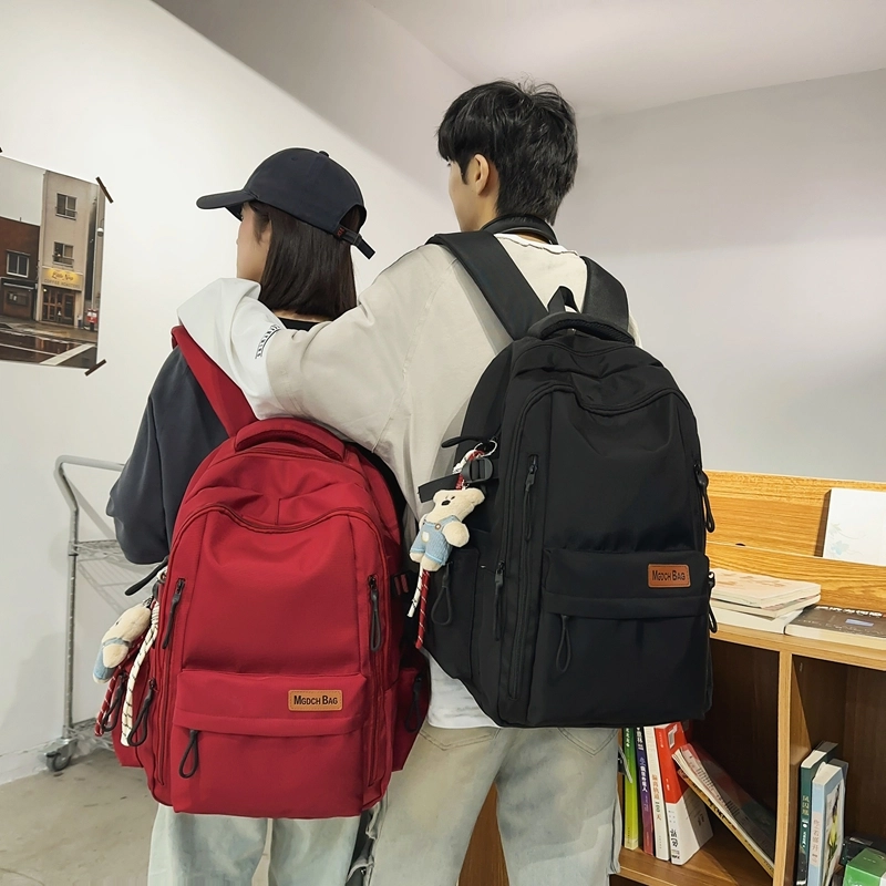 轩玺 日系简约大容量轻便时尚百搭学生 尼龙 双肩包背包书包 常规 男女同款情侣款 黑色/白色/红色/卡其色/蓝色