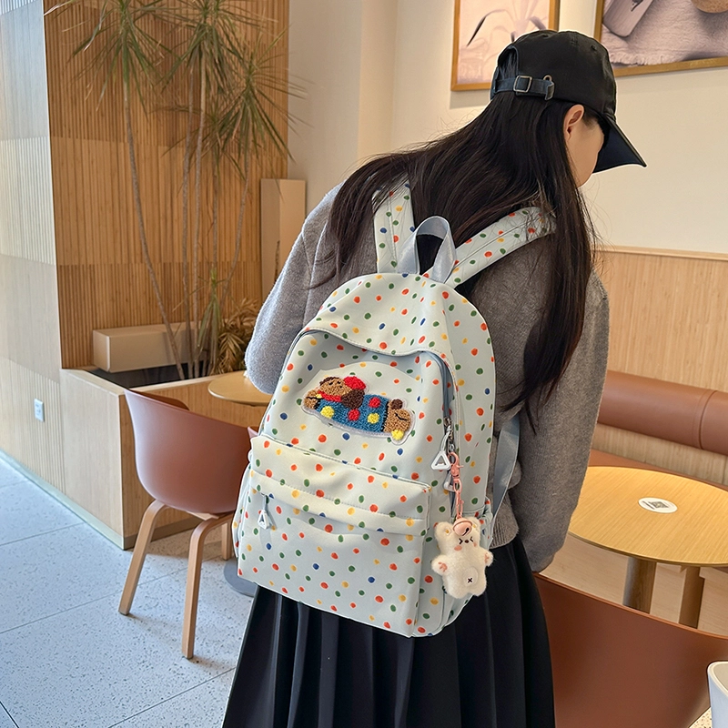 轩玺 日系可爱大容量百搭学生 尼龙 双肩包书包 大号 女款 米白色/黑色/粉色/黄色/绿色