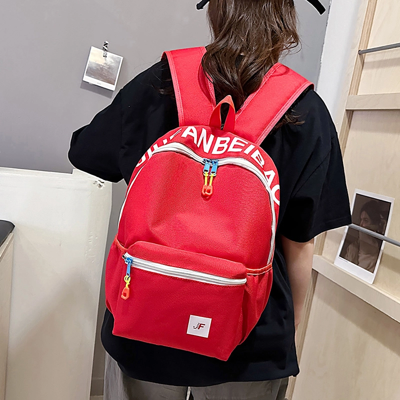 轩玺 撞色休闲简约百搭 牛津布 双肩包小背包学生书包 女款 粉色/蓝色/红色/玫粉色
