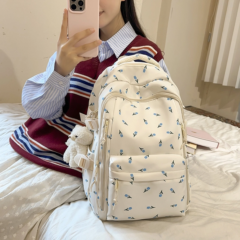 轩玺 韩系文艺小清新森系可爱百搭 尼龙 双肩包 女款 白色