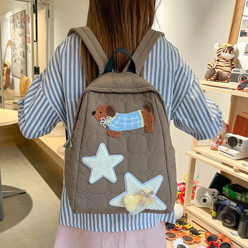 轩玺 可爱少女心小狗通勤学生 牛津布 双肩包 女款 黑色/米白色/蓝色/咖色