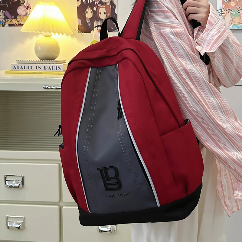 轩玺 休闲简约日常通勤时尚百搭 尼龙 双肩包 大号 男女同款情侣款 白色/黑色/粉色/灰色/红色