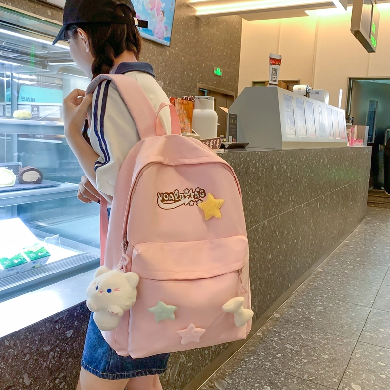 轩玺 简约时尚可爱校园学生 牛津布 书包背包双肩包 大号 女款 黑色