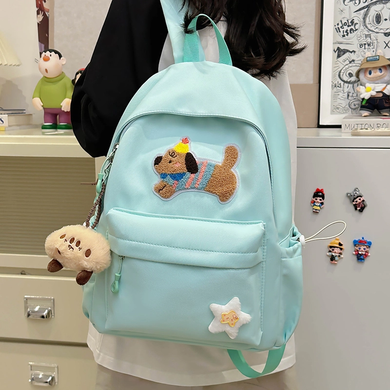轩玺 日系可爱大容量百搭学生 尼龙 双肩包书包 大号 女款 米白色/黑色/粉色/黄色/绿色