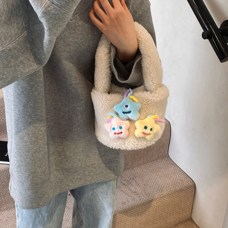 轩玺 可爱百搭通勤 毛绒 手提包 常规 女款 多色