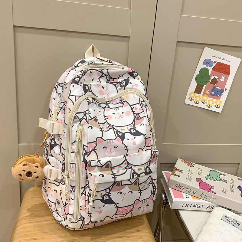轩玺 高颜值少女心卡通 尼龙 双肩包 常规 男女同款情侣款 白色