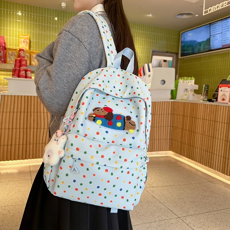 轩玺 日系可爱大容量百搭学生 尼龙 双肩包书包 大号 女款 米白色/黑色/粉色/黄色/绿色