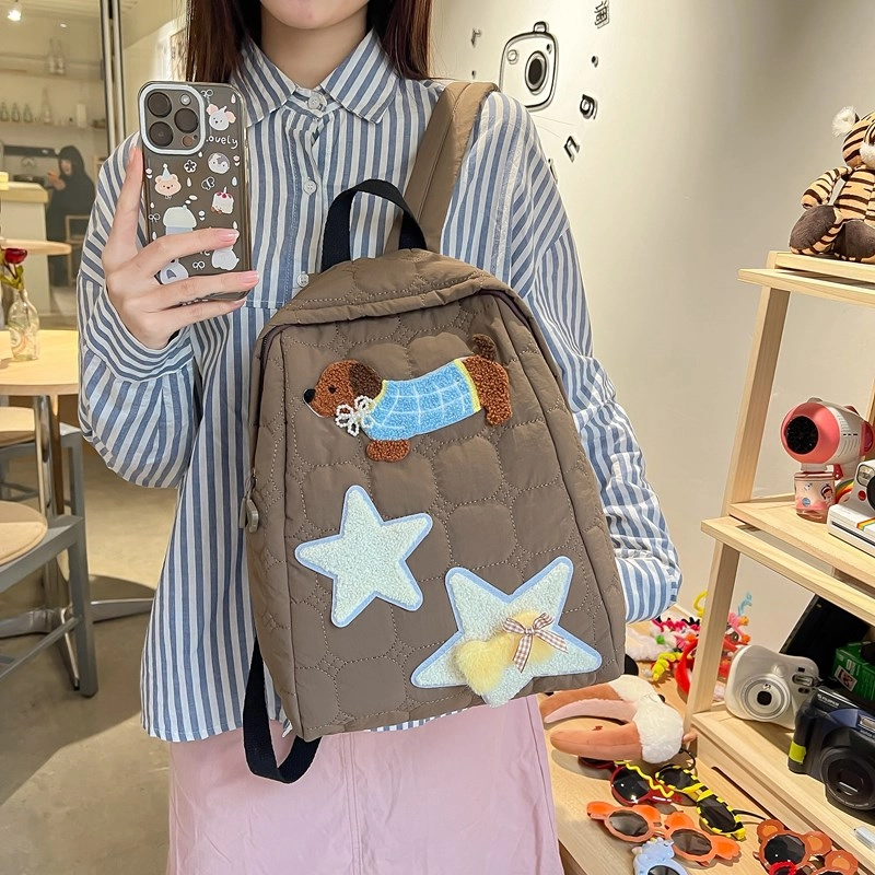 轩玺 可爱少女心小狗通勤学生 牛津布 双肩包 女款 黑色/米白色/蓝色/咖色