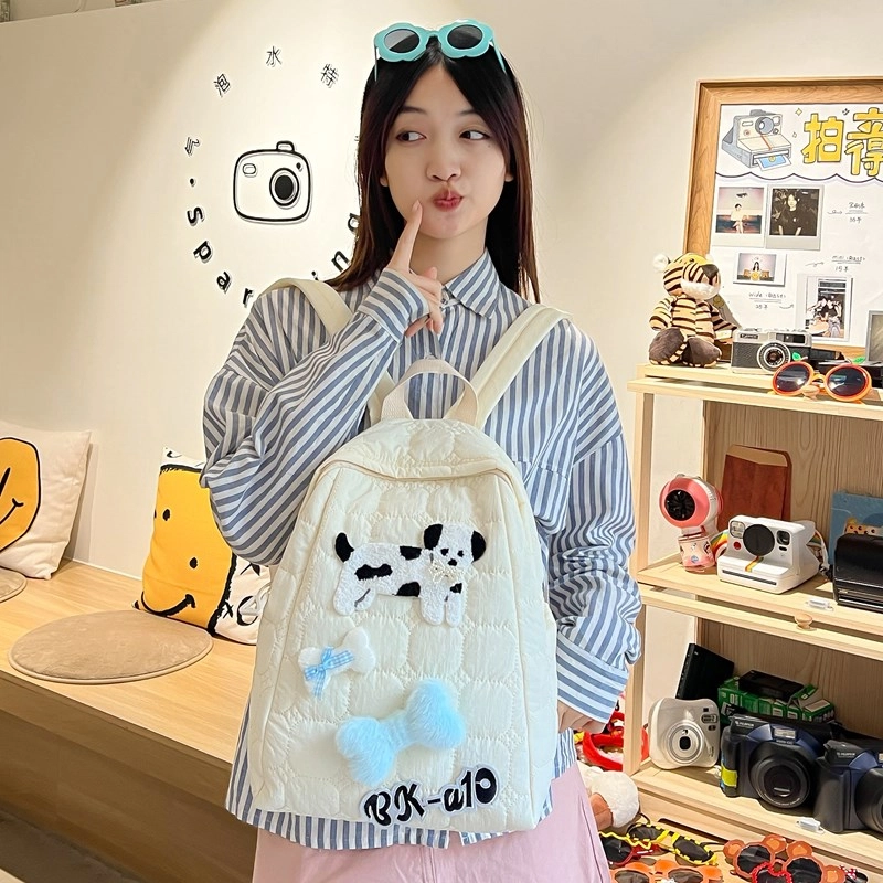 轩玺 可爱少女心小狗通勤学生 牛津布 双肩包 女款 黑色/米白色/蓝色/咖色