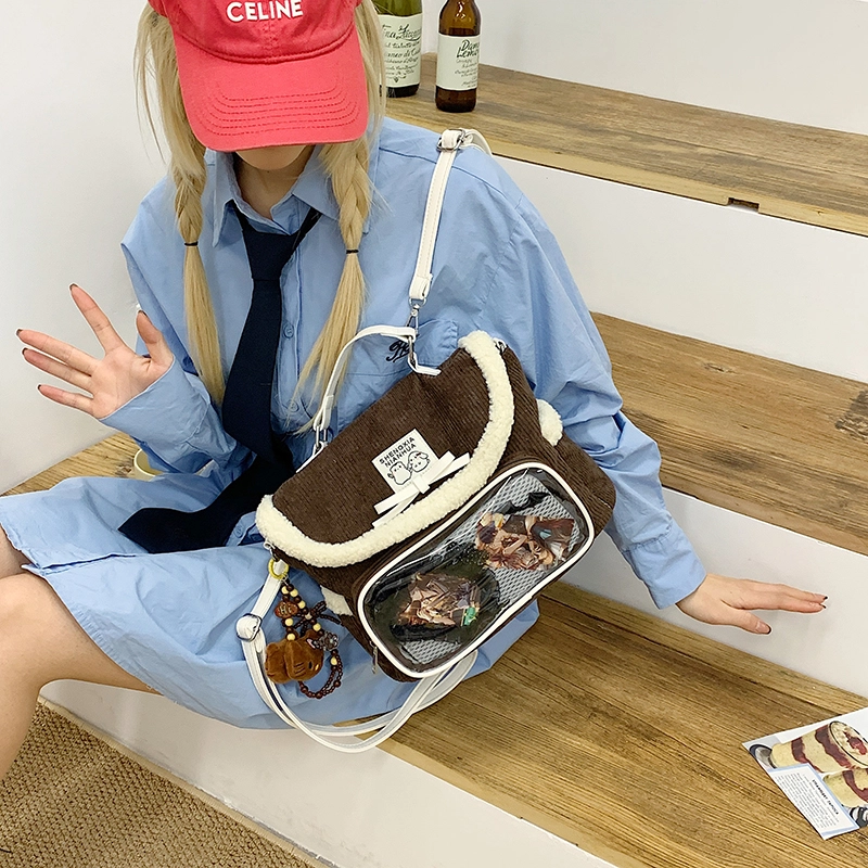 轩玺 可爱毛茸茸小众百搭休闲简约 牛津布 书包双肩包 男女同款情侣款 多色