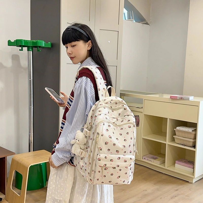 轩玺 韩系文艺小清新森系可爱百搭 尼龙 双肩包 女款 白色