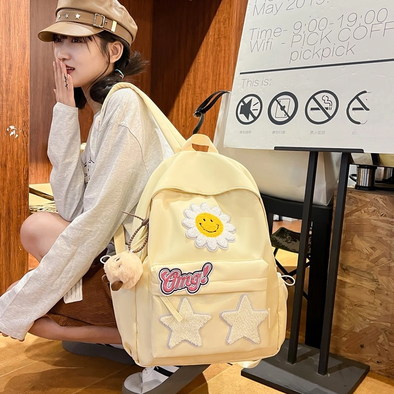 轩玺 韩系高颜值学生百搭 尼龙 双肩包 男女同款情侣款 黑色