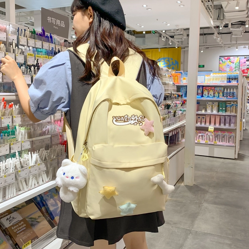 轩玺 简约时尚可爱校园学生 牛津布 书包背包双肩包 大号 女款 黑色