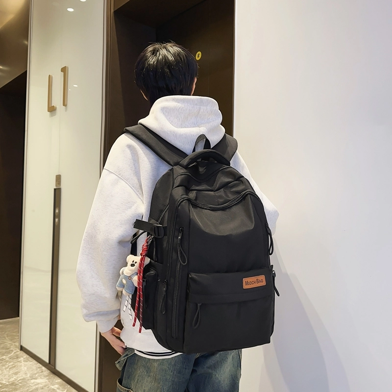 轩玺 日系简约大容量轻便时尚百搭学生 尼龙 双肩包背包书包 常规 男女同款情侣款 黑色/白色/红色/卡其色/蓝色