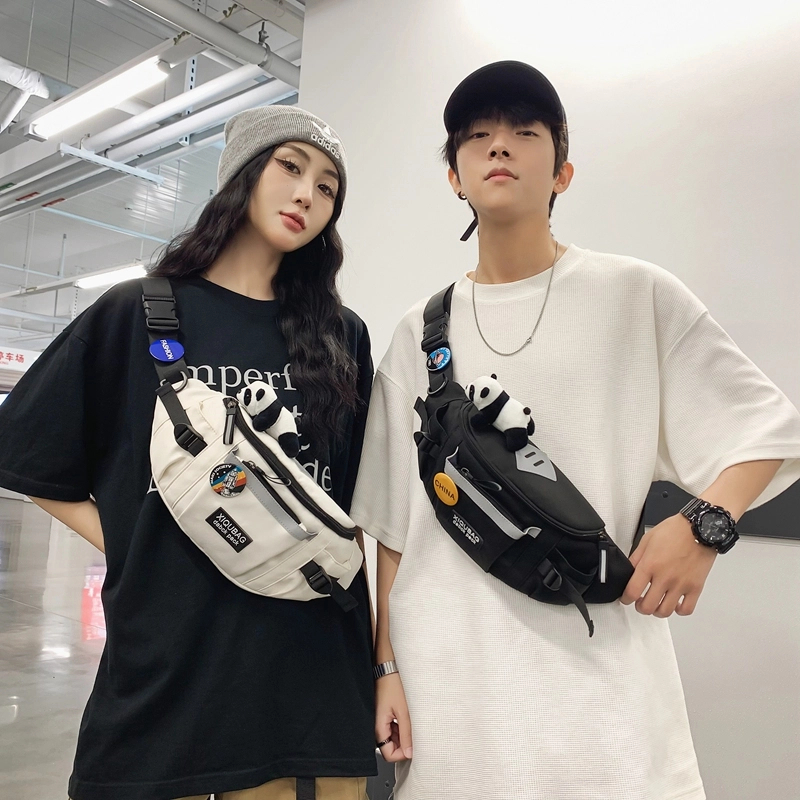 轩玺 日系运动潮流百搭休闲 尼龙 斜挎包 男女同款情侣款 白色/黑色/灰色