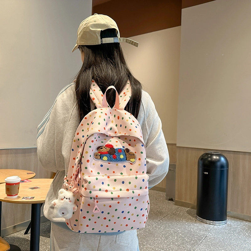轩玺 日系可爱大容量百搭学生 尼龙 双肩包书包 大号 女款 米白色/黑色/粉色/黄色/绿色