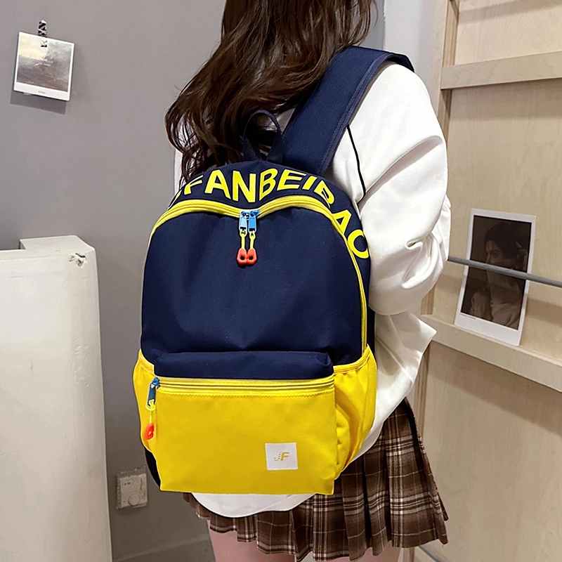 轩玺 撞色休闲简约百搭 牛津布 双肩包小背包学生书包 女款 粉色/蓝色/红色/玫粉色