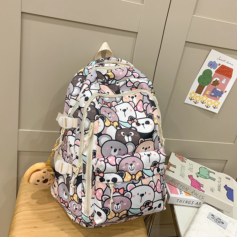 轩玺 高颜值少女心卡通 尼龙 双肩包 常规 男女同款情侣款 白色