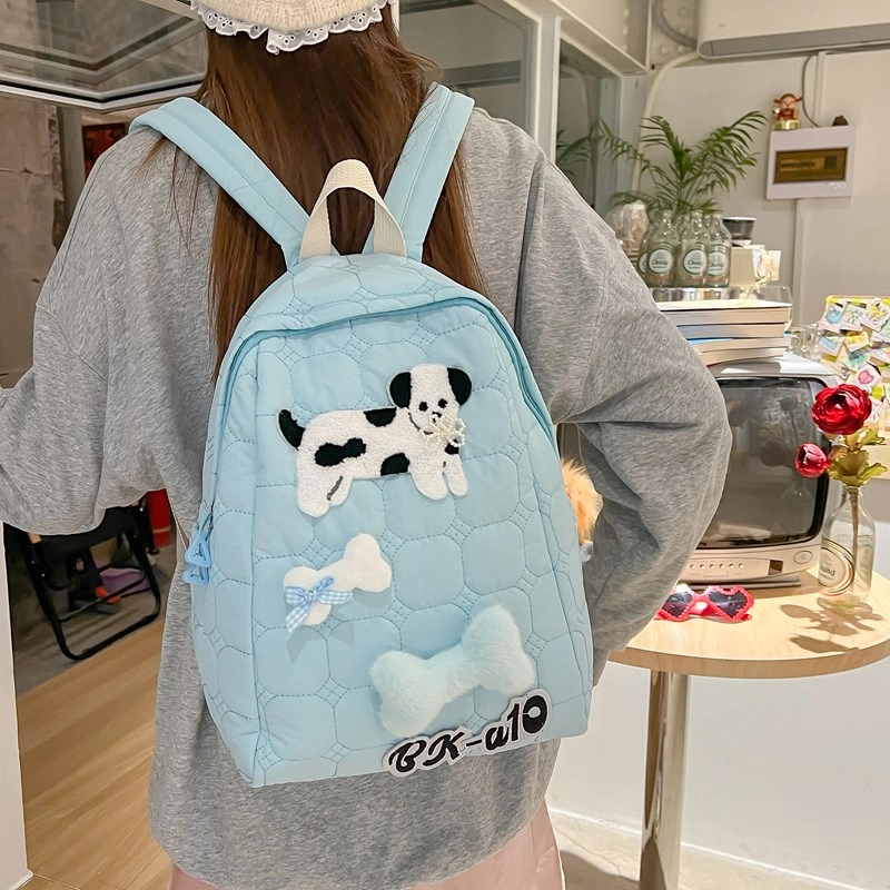 轩玺 可爱少女心小狗通勤学生 牛津布 双肩包 女款 黑色/米白色/蓝色/咖色