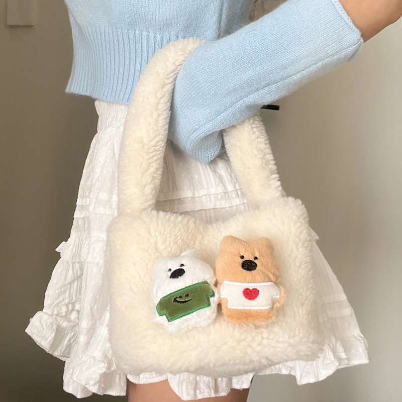 轩玺 可爱百搭通勤 毛绒 手提包 常规 女款 多色