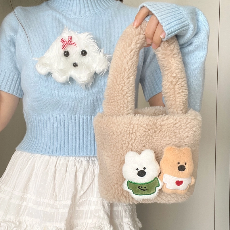 轩玺 可爱百搭通勤 毛绒 手提包 常规 女款 多色