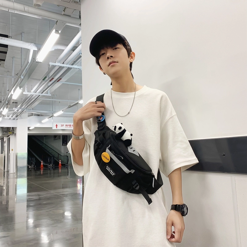 轩玺 日系运动潮流百搭休闲 尼龙 斜挎包 男女同款情侣款 白色/黑色/灰色