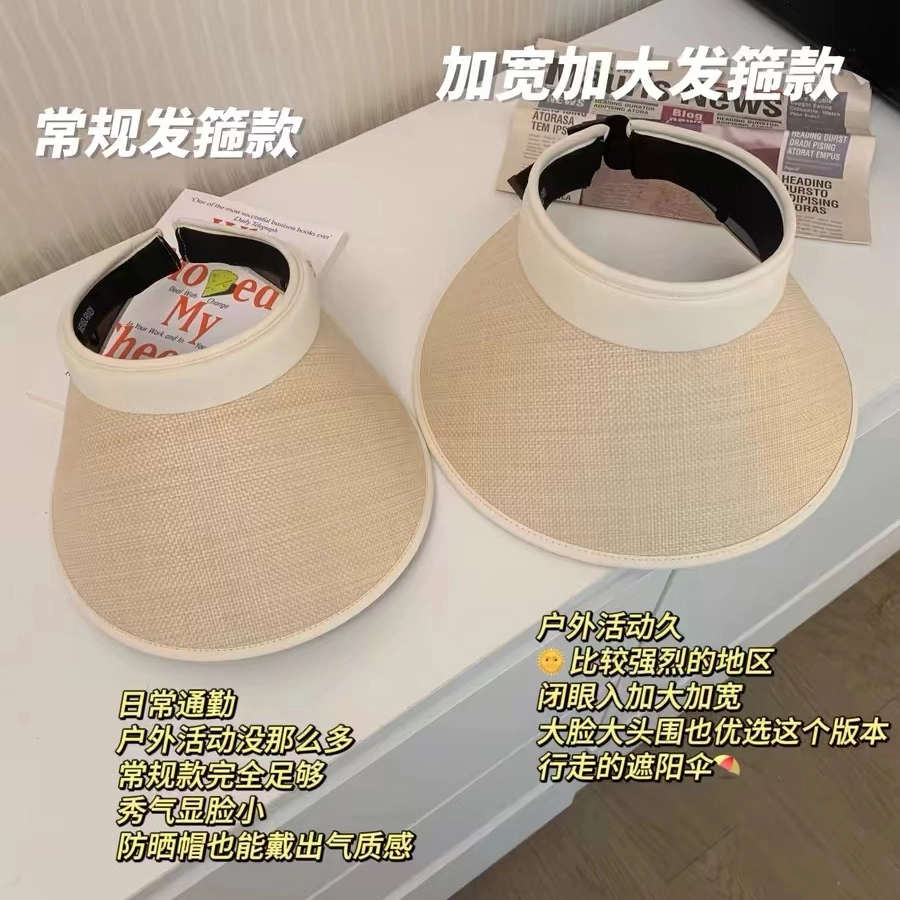 朵澜 藤编空顶户外骑车大檐遮脸环绕式防紫外线 聚酯纤维 防晒帽 女款
