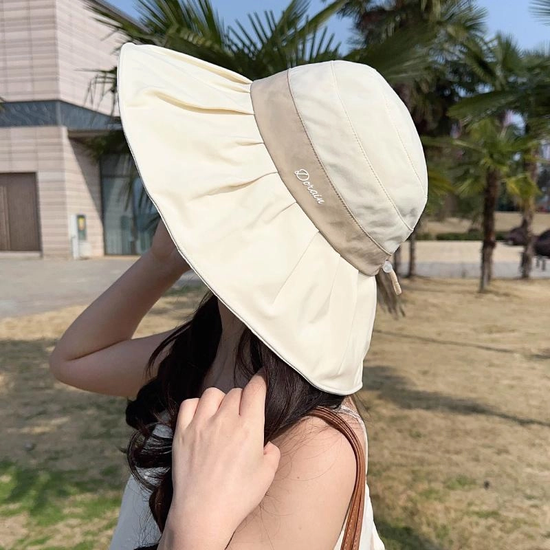朵澜 夏季户外大帽檐遮阳防紫外线可折叠 聚酯纤维 防晒帽 女款