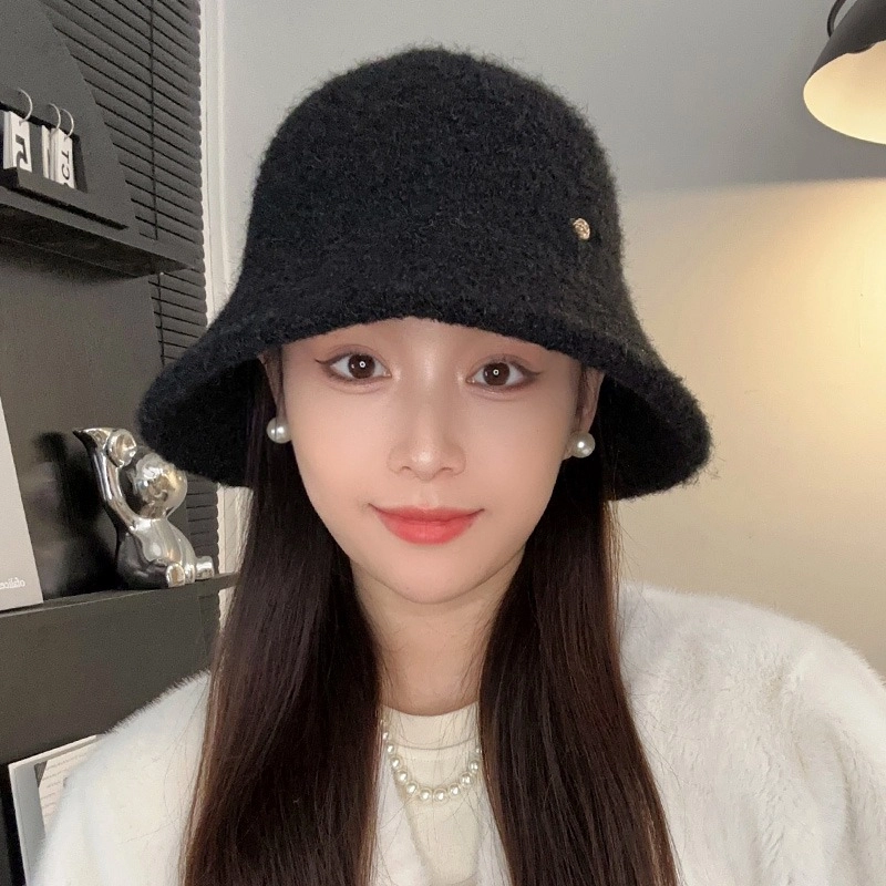 朵澜 复古百搭保暖显脸小简约大头围 聚酯纤维 渔夫帽 女款 黑色 奶白色 摩卡色