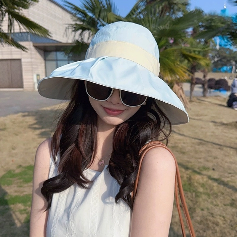朵澜 夏季户外大帽檐遮阳防紫外线可折叠 聚酯纤维 防晒帽 女款