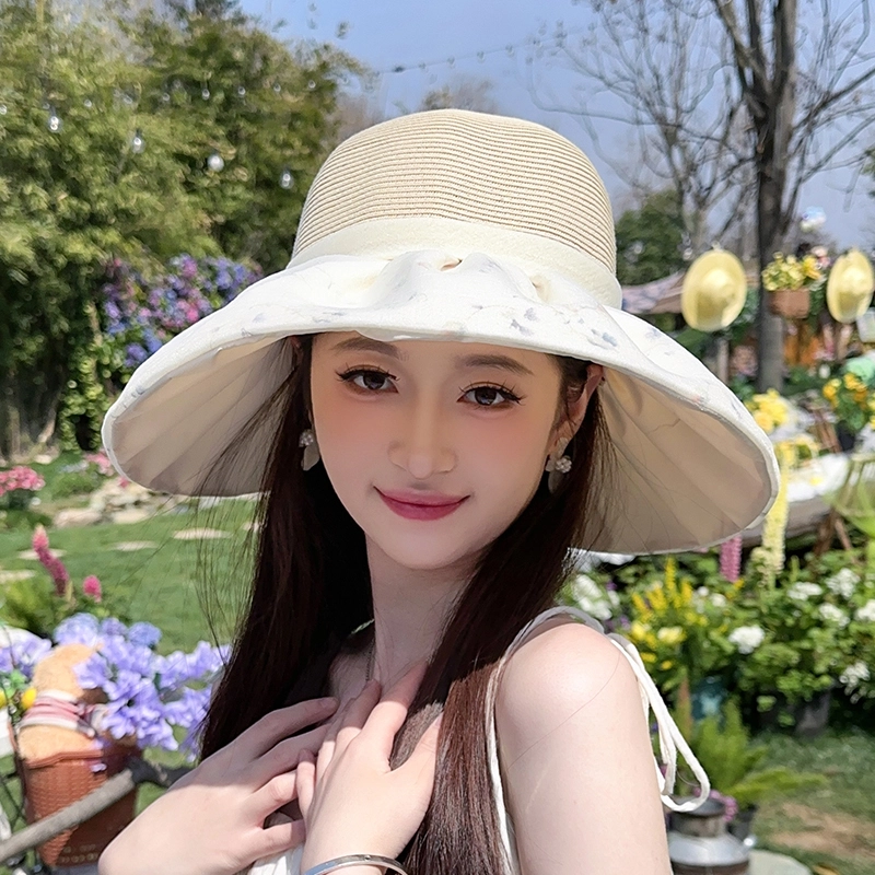 朵澜 夏季优雅蕾丝蝴蝶户外时尚韩版百搭透气显脸小 聚酯纤维 渔夫帽 女款
