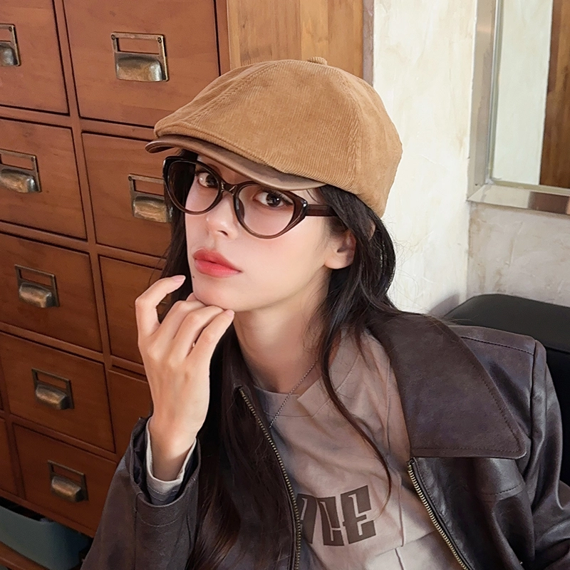 朵澜 英伦风复古前进帽百搭显脸小文艺风 聚酯纤维 贝雷帽 男女同款情侣款