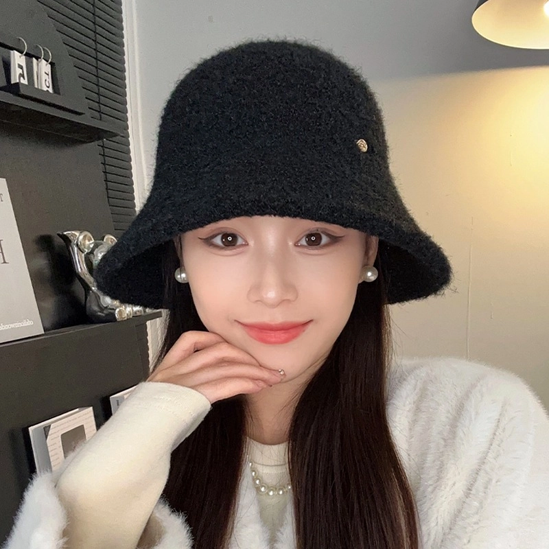 朵澜 复古百搭保暖显脸小简约大头围 聚酯纤维 渔夫帽 女款 黑色 奶白色 摩卡色