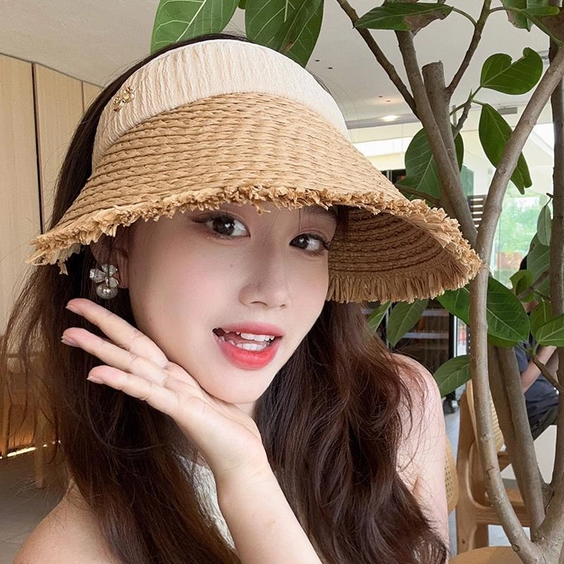 夏季大檐草编 朵澜 户外出游度假休闲遮阳时尚沙滩 编织 防晒帽 女款