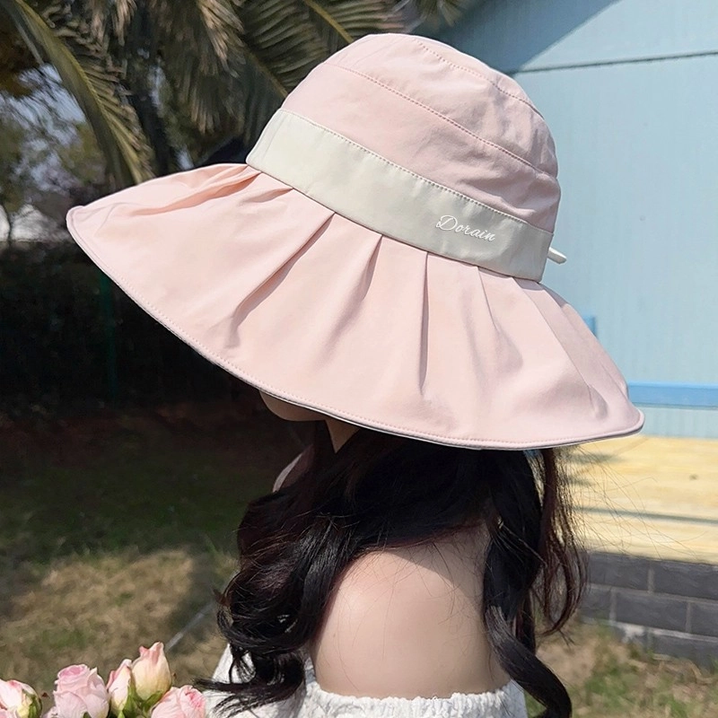 朵澜 夏季户外大帽檐遮阳防紫外线可折叠 聚酯纤维 防晒帽 女款