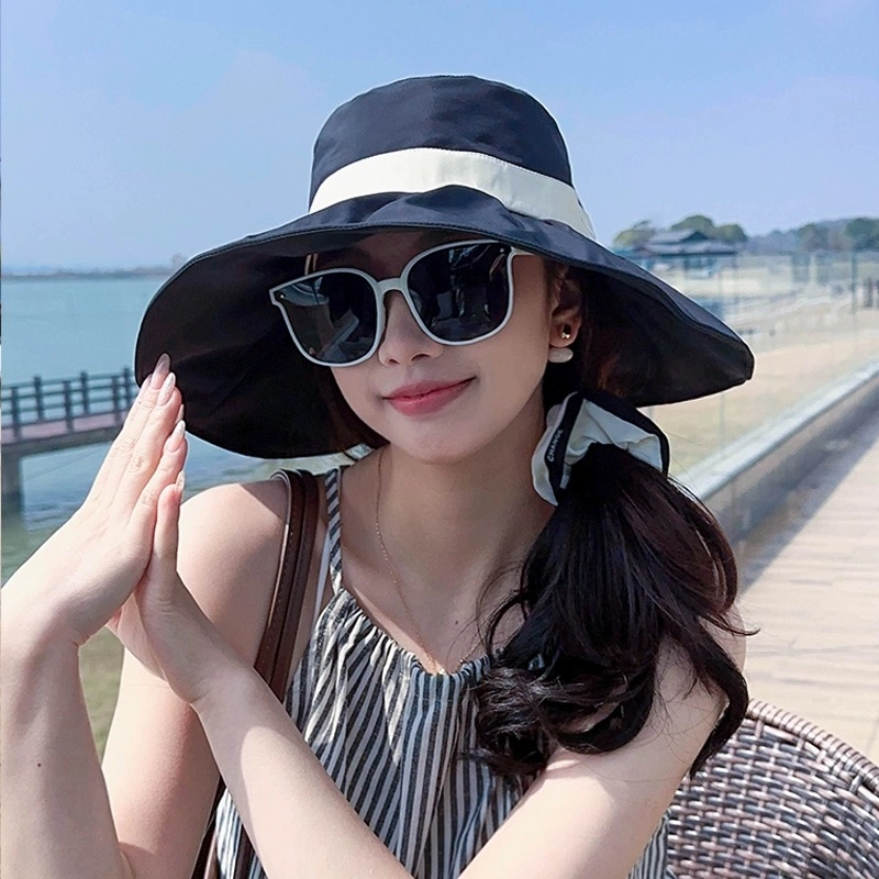 朵澜 夏季户外大帽檐遮阳防紫外线可折叠 聚酯纤维 防晒帽 女款