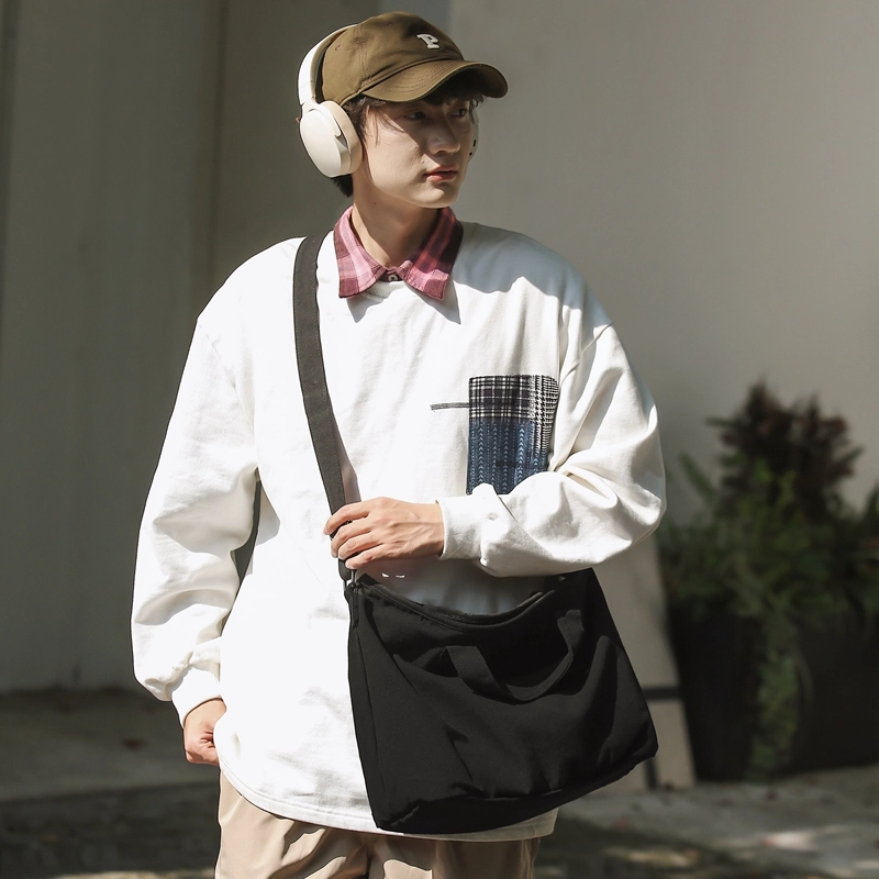 德力熊 日系休闲复古简约 帆布 单肩包 常规 男女同款情侣款 绿/米/黄/蓝/黑/白