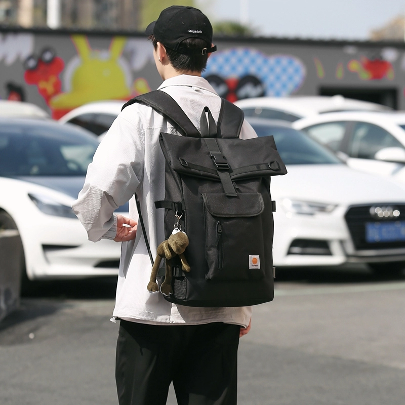 德力熊 大容量通用时尚潮酷旅游个性休闲拉链开合 牛津布 书包背包双肩包 常规 男女同款情侣款 黑