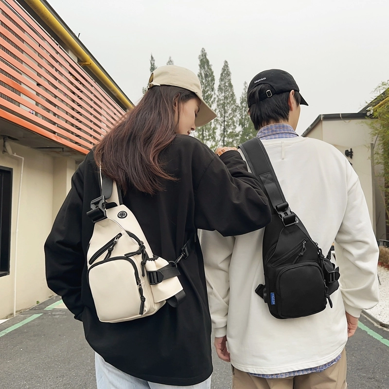 德力熊 轻便大容量纯色 尼龙 斜挎包胸包 常规 男女同款情侣款 黑色/白色/卡其色/蓝色