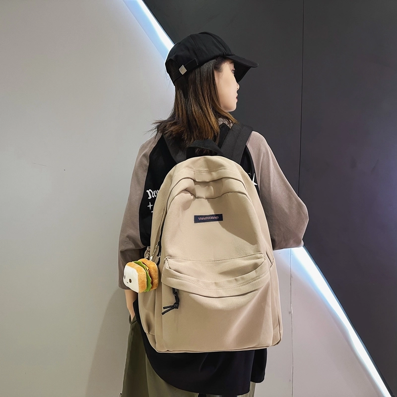 德力熊 旅行大容量轻便 尼龙 书包背包双肩包 大号 男女同款情侣款 米白色/灰色/黑色/卡其色