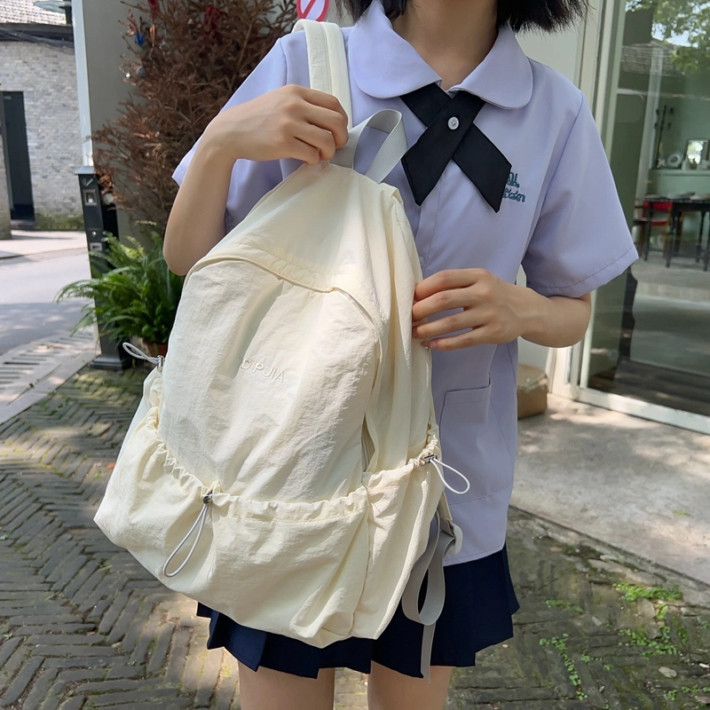 德力熊  尼龙男女通用多色超轻简约纯色双肩包尼龙大容量学生书包外出旅行背包
