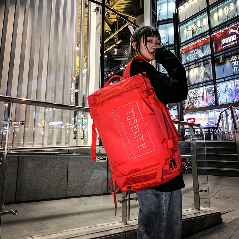德力熊 便携多功能大容量短途旅行轻便运动休闲 牛津布 书包背包双肩包 大号 男女同款情侣款 浅灰/深灰/黑色/红色