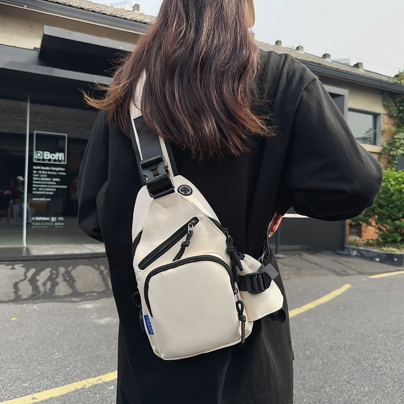 德力熊 轻便大容量纯色 尼龙 斜挎包胸包 常规 男女同款情侣款 黑色/白色/卡其色/蓝色