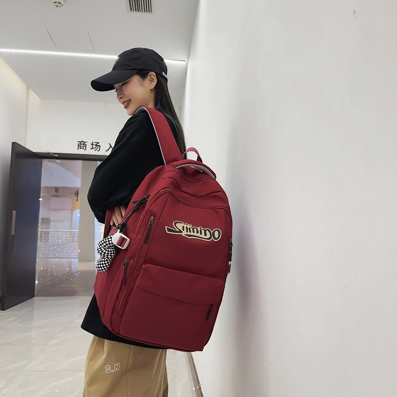 德力熊 大容量时尚百搭 尼龙 书包背包双肩包 男女同款情侣款 黑色/绿色/红色/蓝色/卡其色