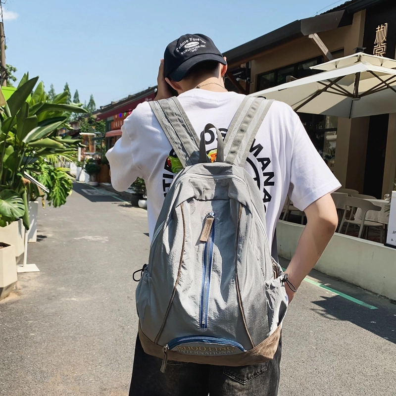 德力熊 休闲大容量竖拉链英文简约百搭 尼龙 书包背包双肩包 常规 男女同款情侣款 黑色/绿色/粉色/红色/黑色