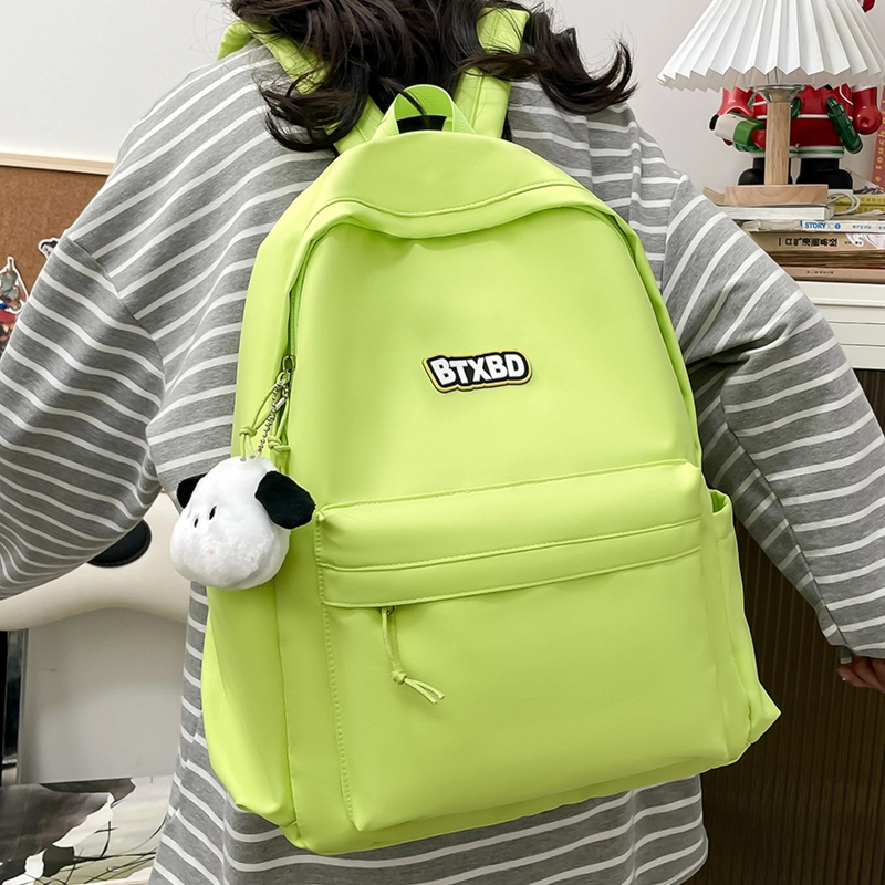 德力熊  尼龙男女通用多色高颜值学生书包纯色大容量双肩包尼龙简约百搭小众背包