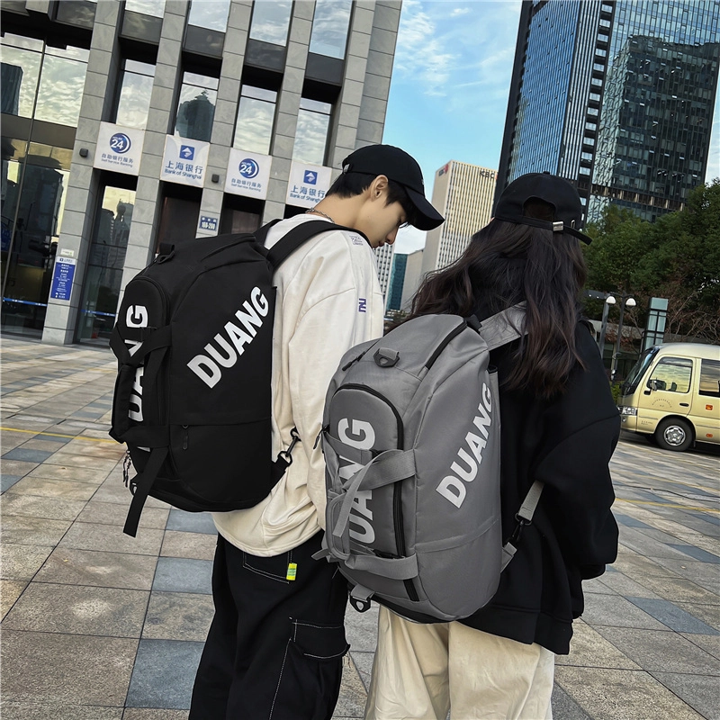 德力熊 大容量潮酷韩版潮流时尚运动休闲短途旅行 牛津布 可斜挎书包背包双肩包 常规 男女同款情侣款 黑色/灰色/卡其色