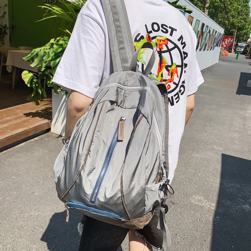 德力熊 休闲大容量竖拉链英文简约百搭 尼龙 书包背包双肩包 常规 男女同款情侣款 黑色/绿色/粉色/红色/黑色