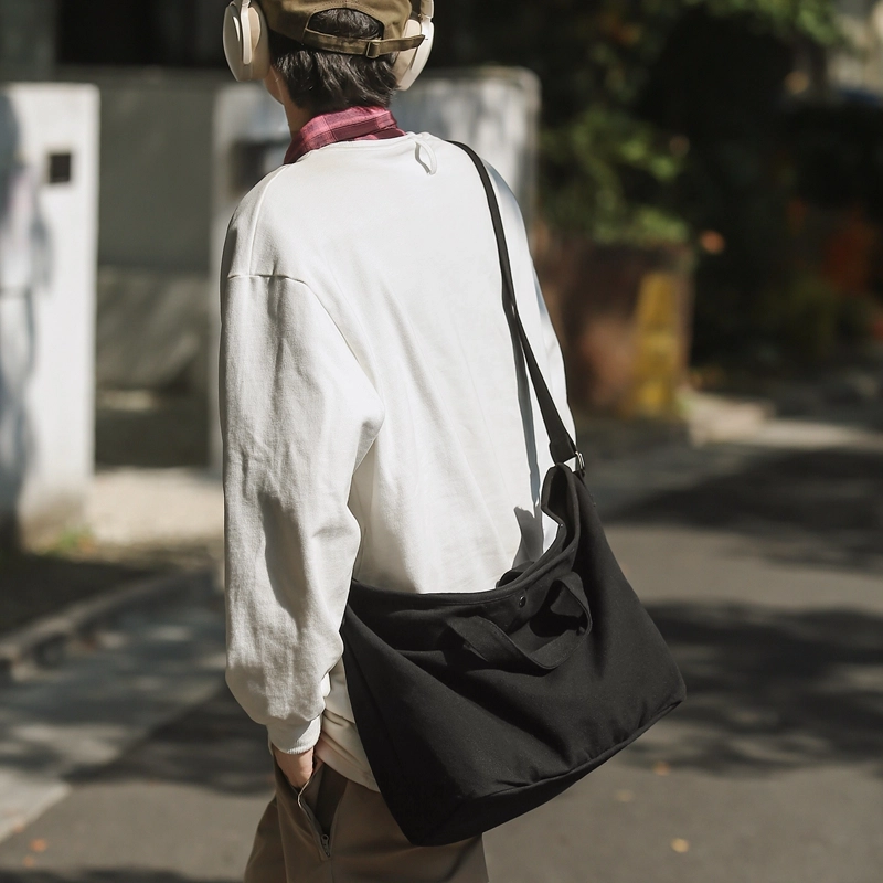 德力熊 日系休闲复古简约 帆布 单肩包 常规 男女同款情侣款 绿/米/黄/蓝/黑/白